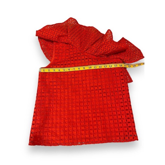 J. Crew Eyelet One Shoulder Ruffle Lined Top Blouse Women's Bright Orange 00 - Picture 11 of 12